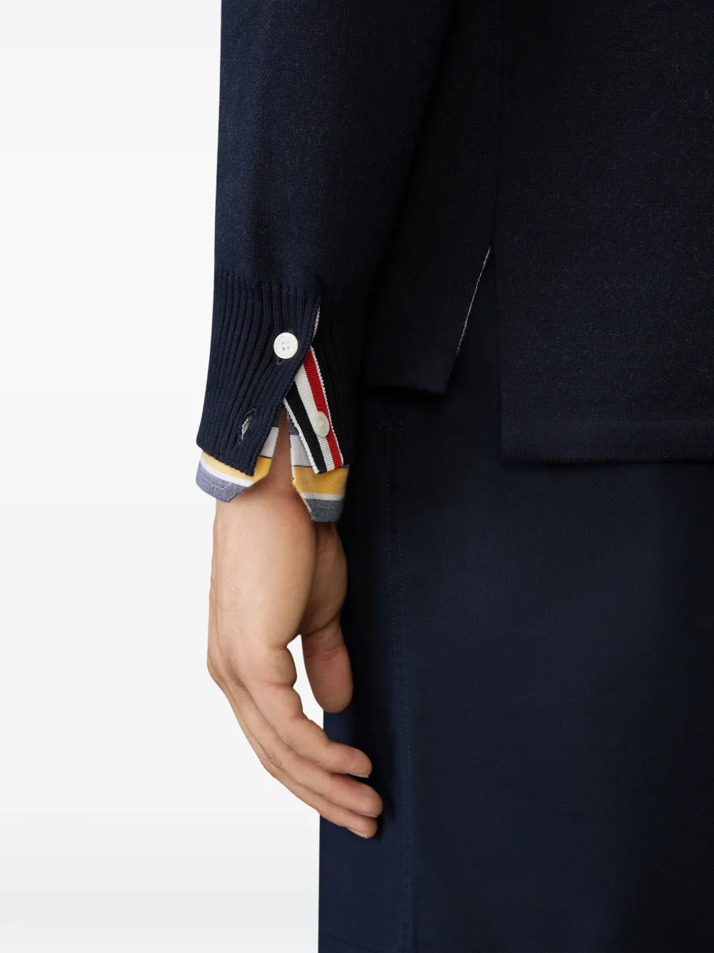 Thom Browne 4-Bar vest met intarsiaen jacquard Blauw