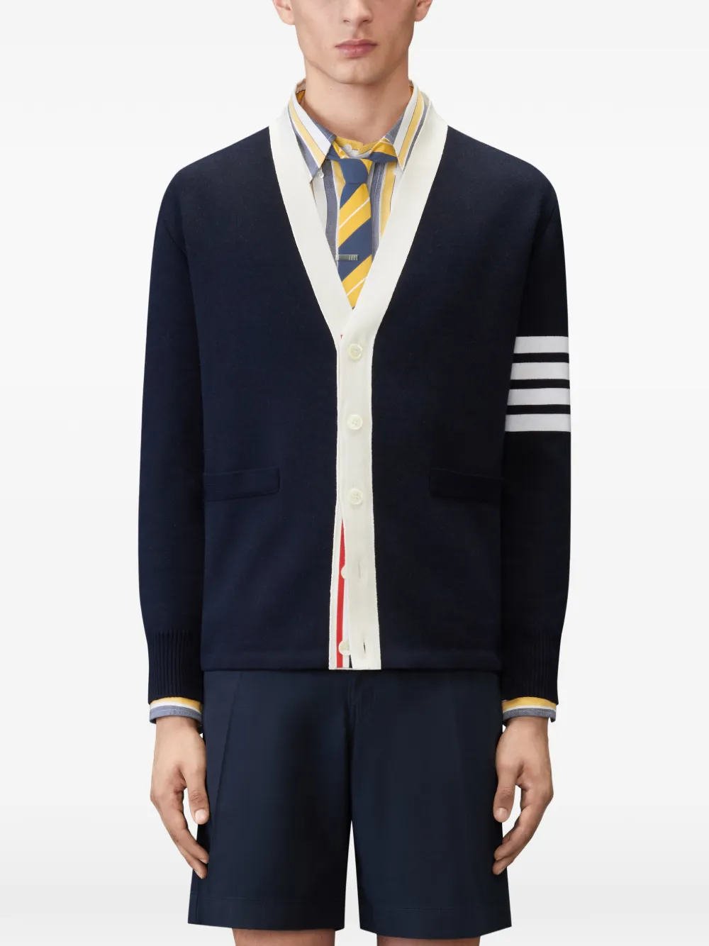 Thom Browne 4-Bar vest met intarsiaen jacquard Blauw