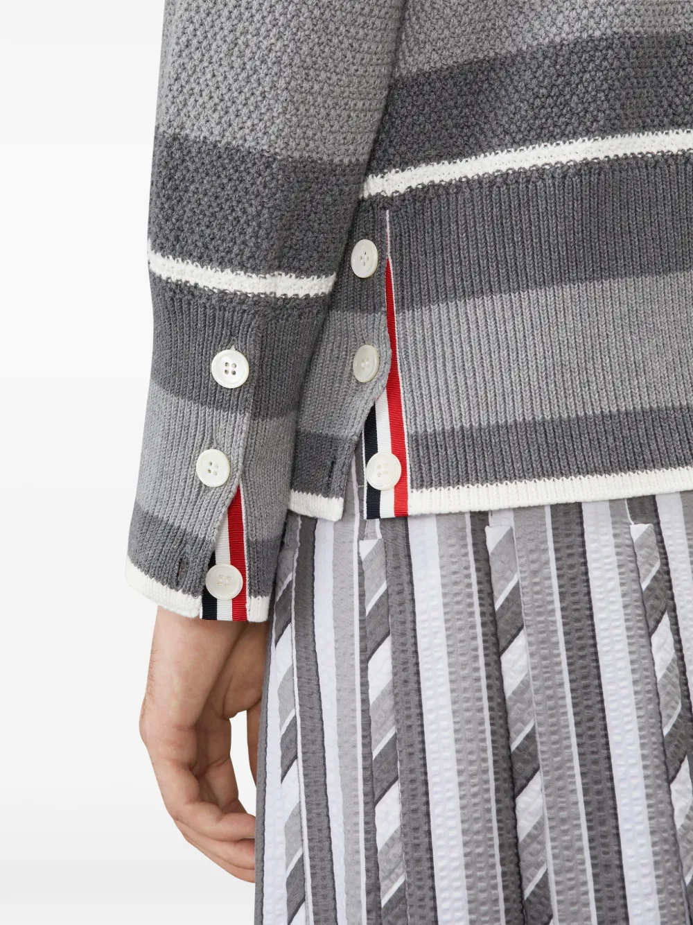Thom Browne Seed Stitch vest met vier strepen Grijs