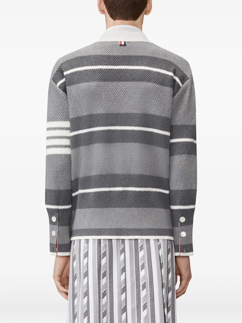 Thom Browne Seed Stitch vest met vier strepen Grijs