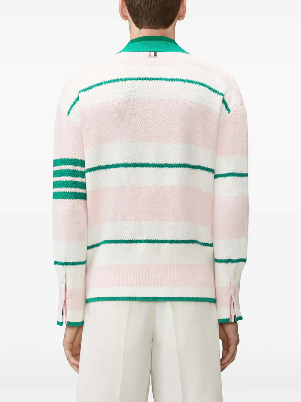 Seed Stitch 4-Bar striped cardigan