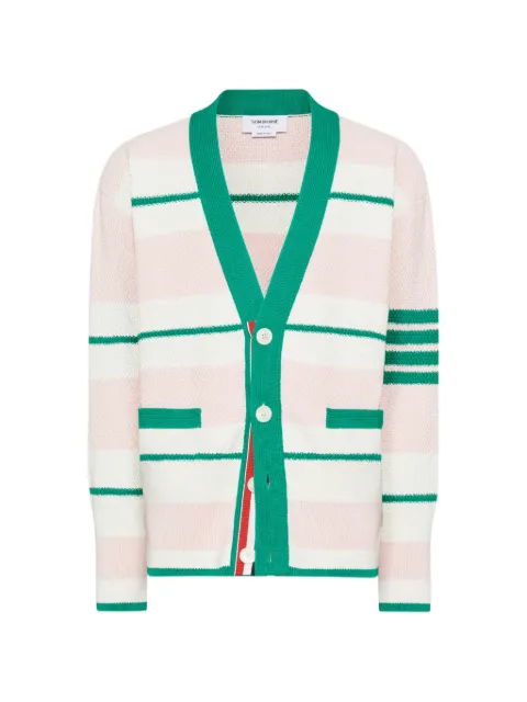 Thom Browne Seed Stitch 4-Bar striped cardigan