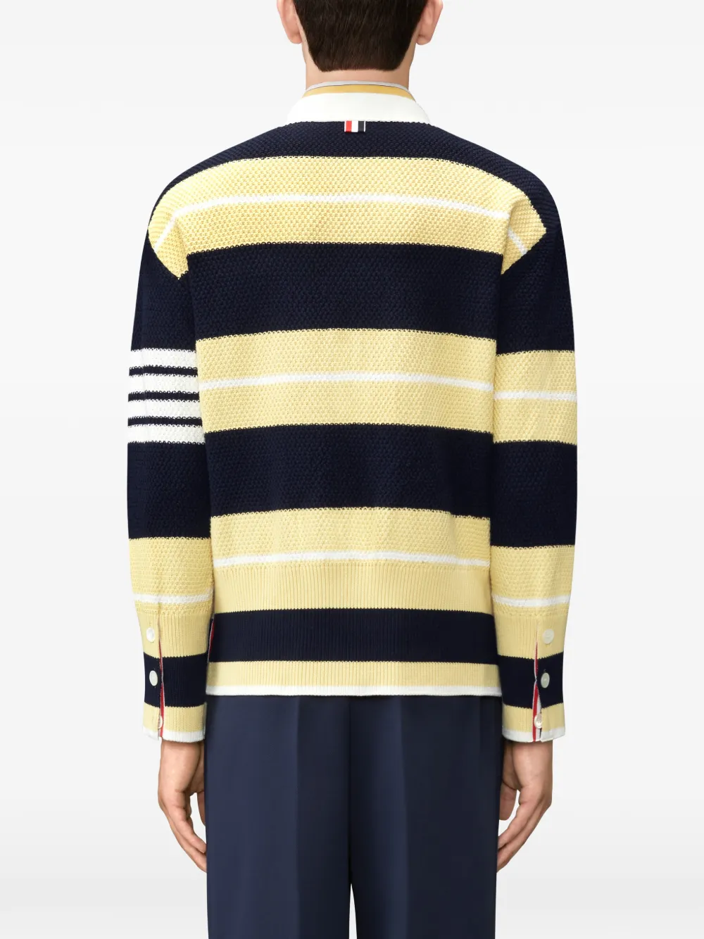 Thom Browne Seed Stitch vest met vier strepen Blauw