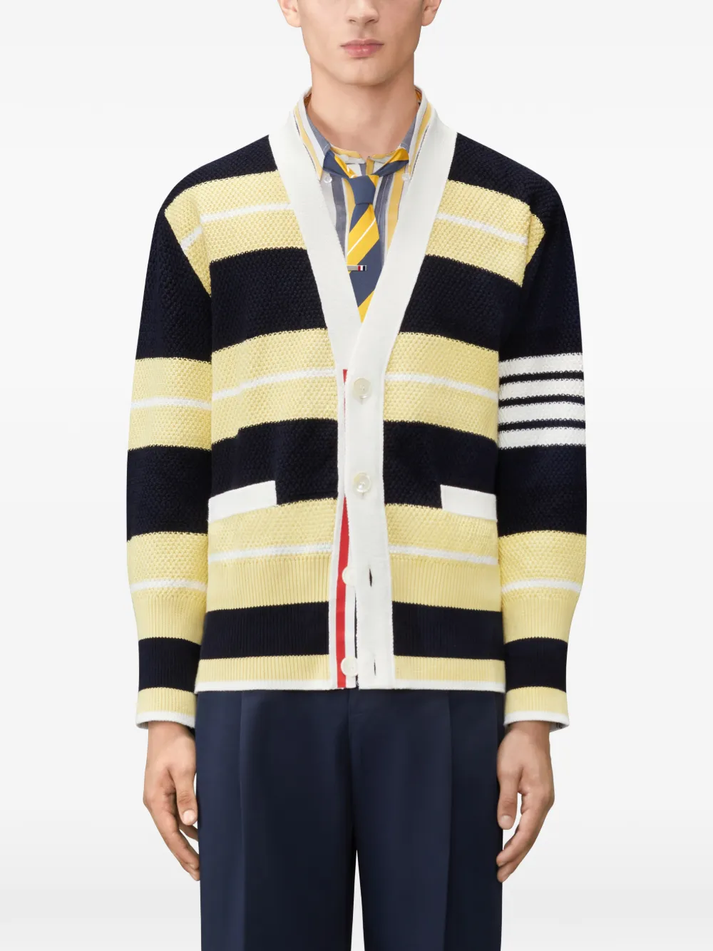 Thom Browne Seed Stitch vest met vier strepen Blauw