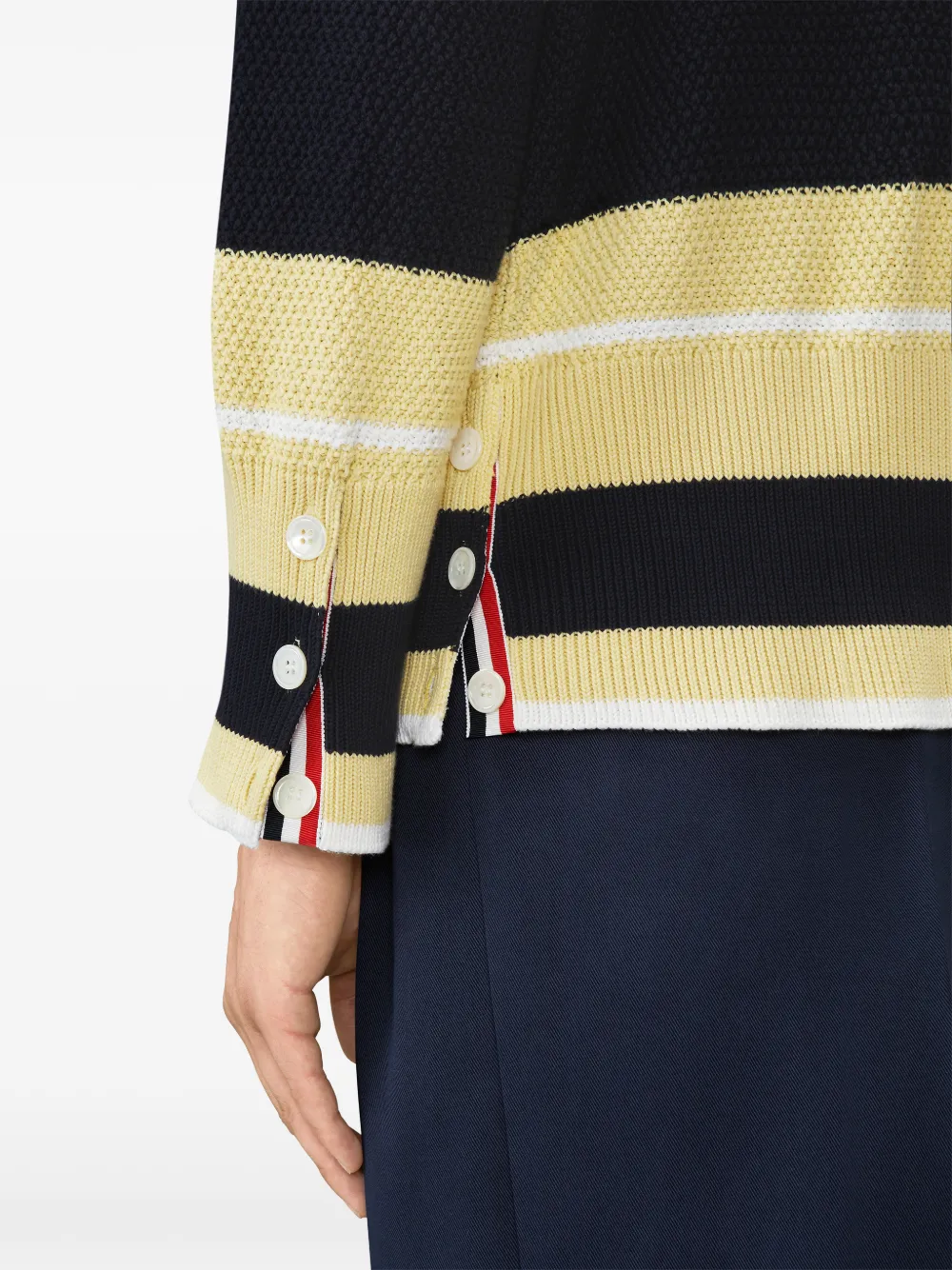 Thom Browne Seed Stitch vest met vier strepen Blauw
