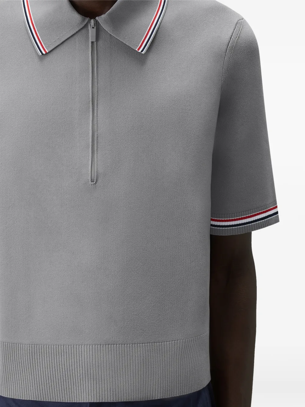 Thom Browne 65 intarsia poloshirt met rits Grijs