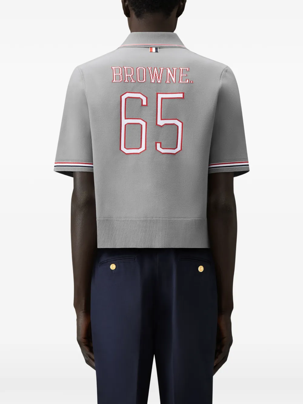 Thom Browne 65 intarsia poloshirt met rits Grijs