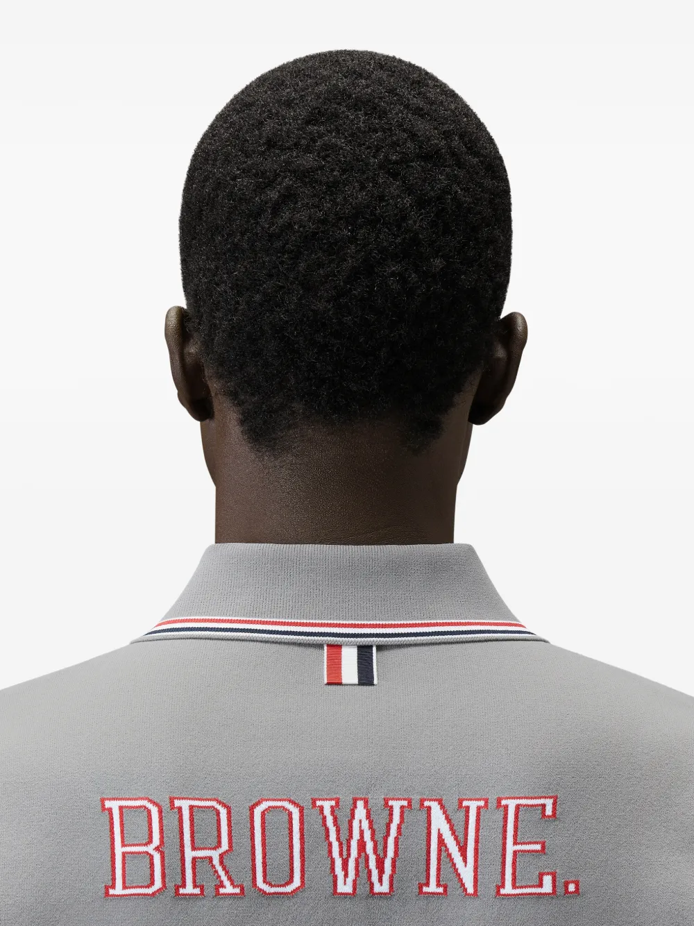 Thom Browne 65 intarsia poloshirt met rits Grijs
