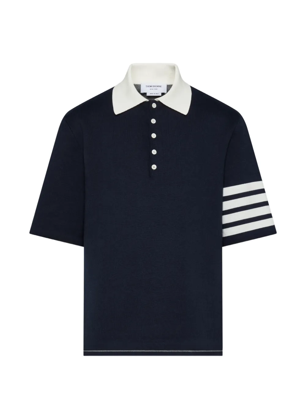 Thom Browne 4-Bar intarsia-knit polo shirt - Blu