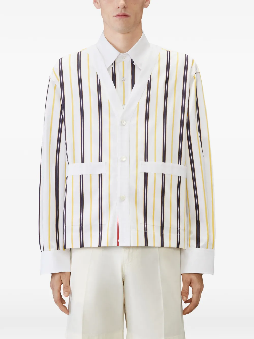 Thom Browne Repp gestreepte popeline overhemd Wit