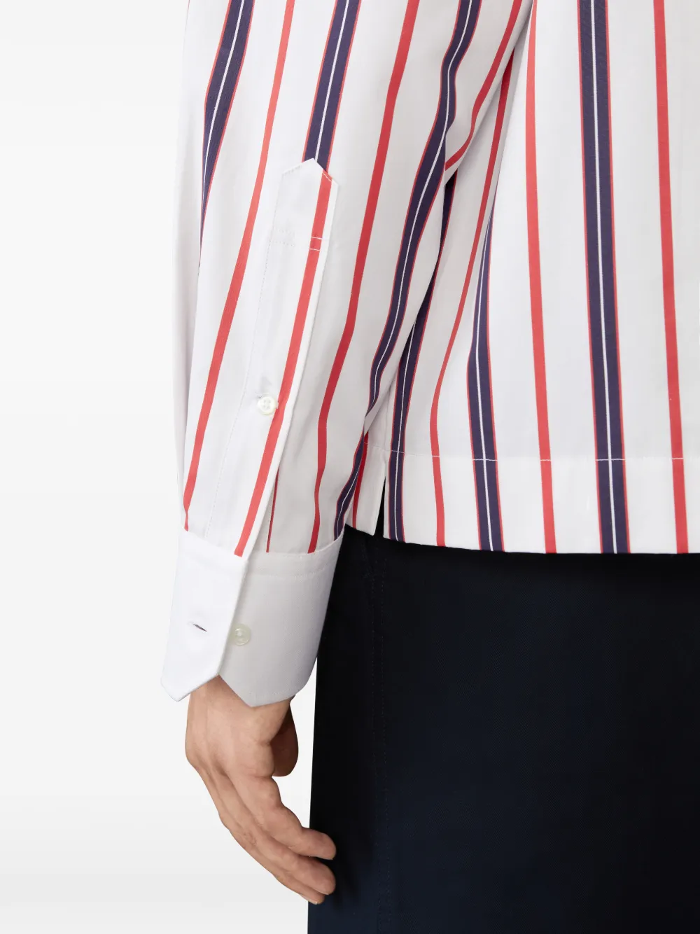 Thom Browne Repp gestreepte popeline overhemd Wit