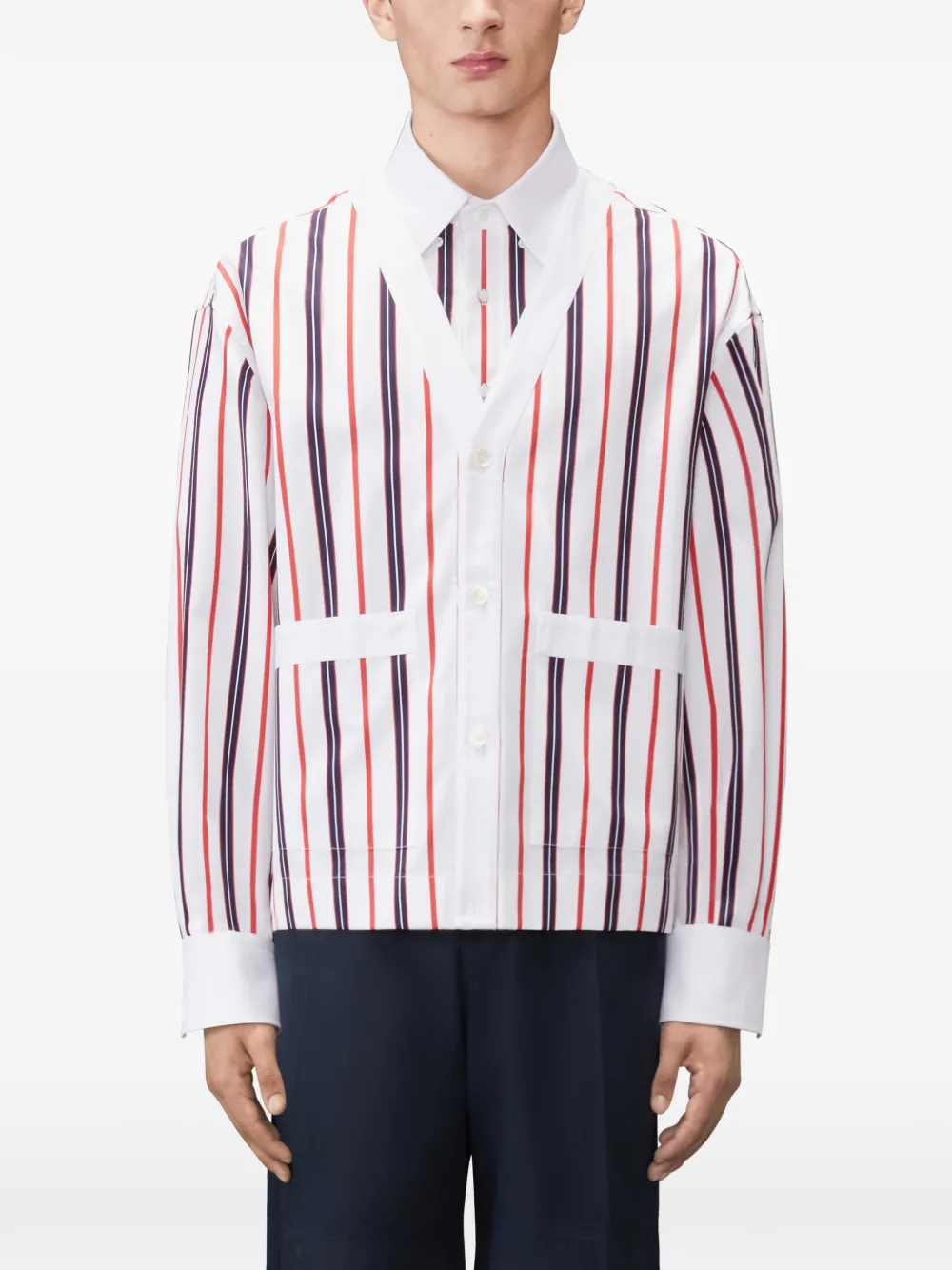 Thom Browne Repp gestreepte popeline overhemd Wit