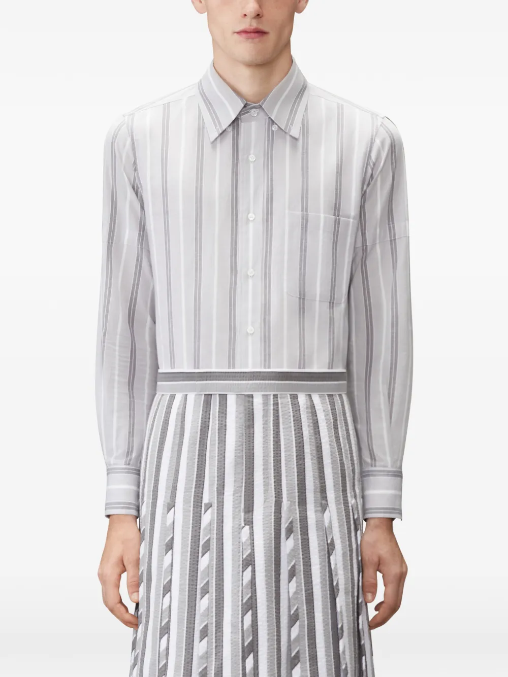 Thom Browne Madras katoenen overhemd met streep Grijs