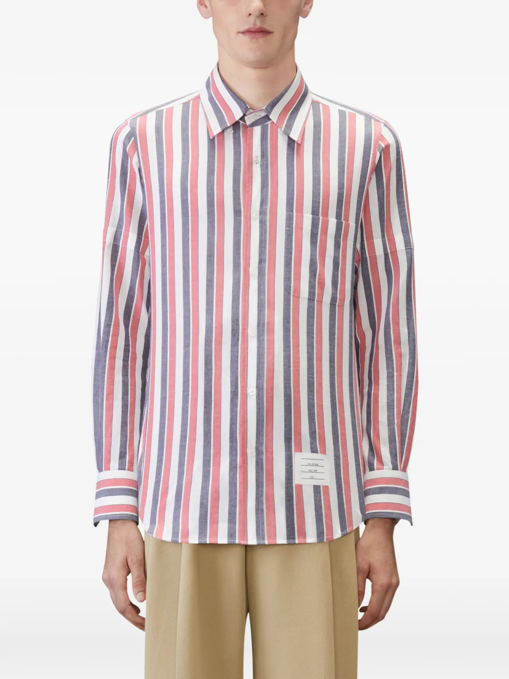 Thom Browne Madras katoenen overhemd met streep Wit