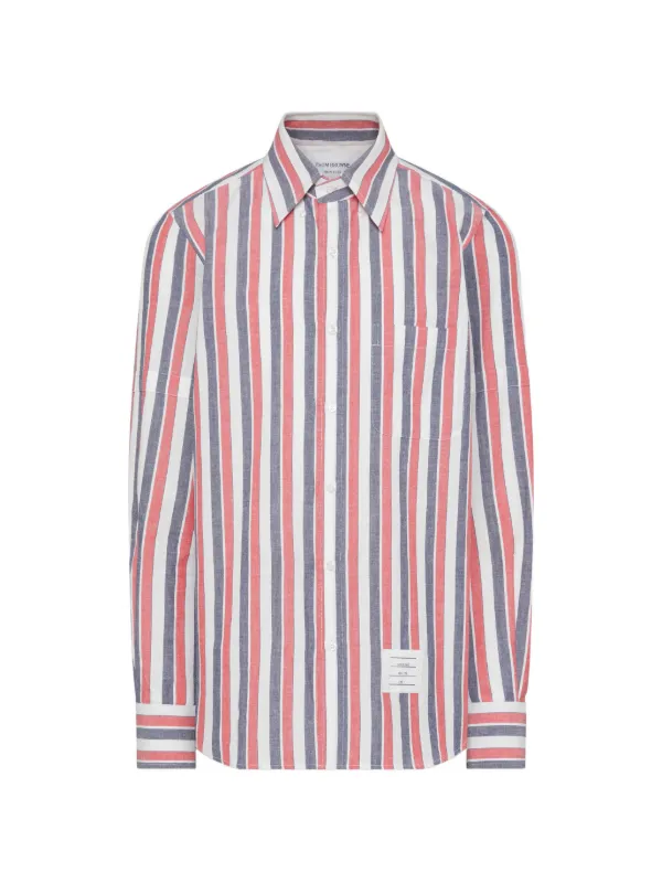 Thom Browne Madras Cotton Repp Stripe Armband Shirt in White