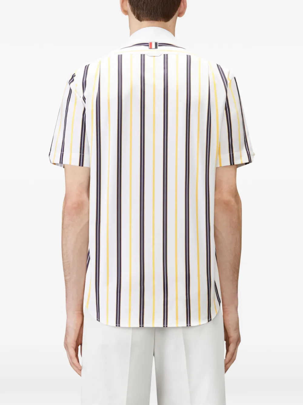 Thom Browne Popeline Repp gestreept overhemd met korte mouwen Wit