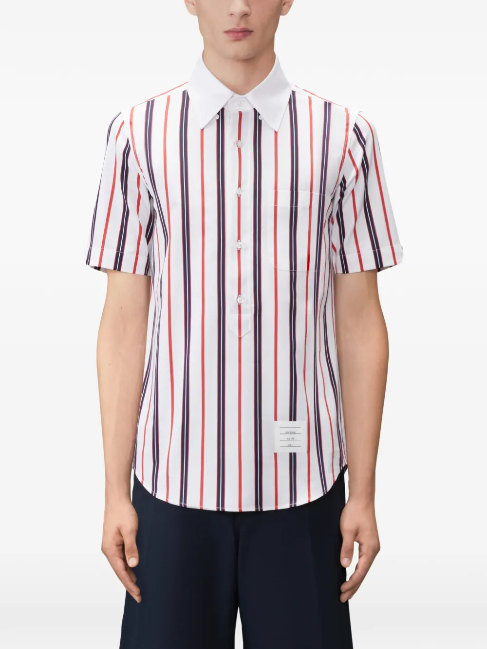 Thom Browne Repp gestreepte popeline overhemd Wit