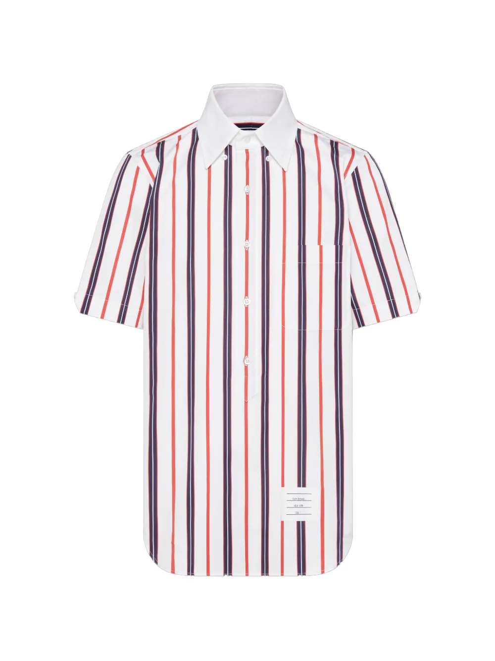 Thom Browne Popeline Repp gestreept overhemd met korte mouwen Wit
