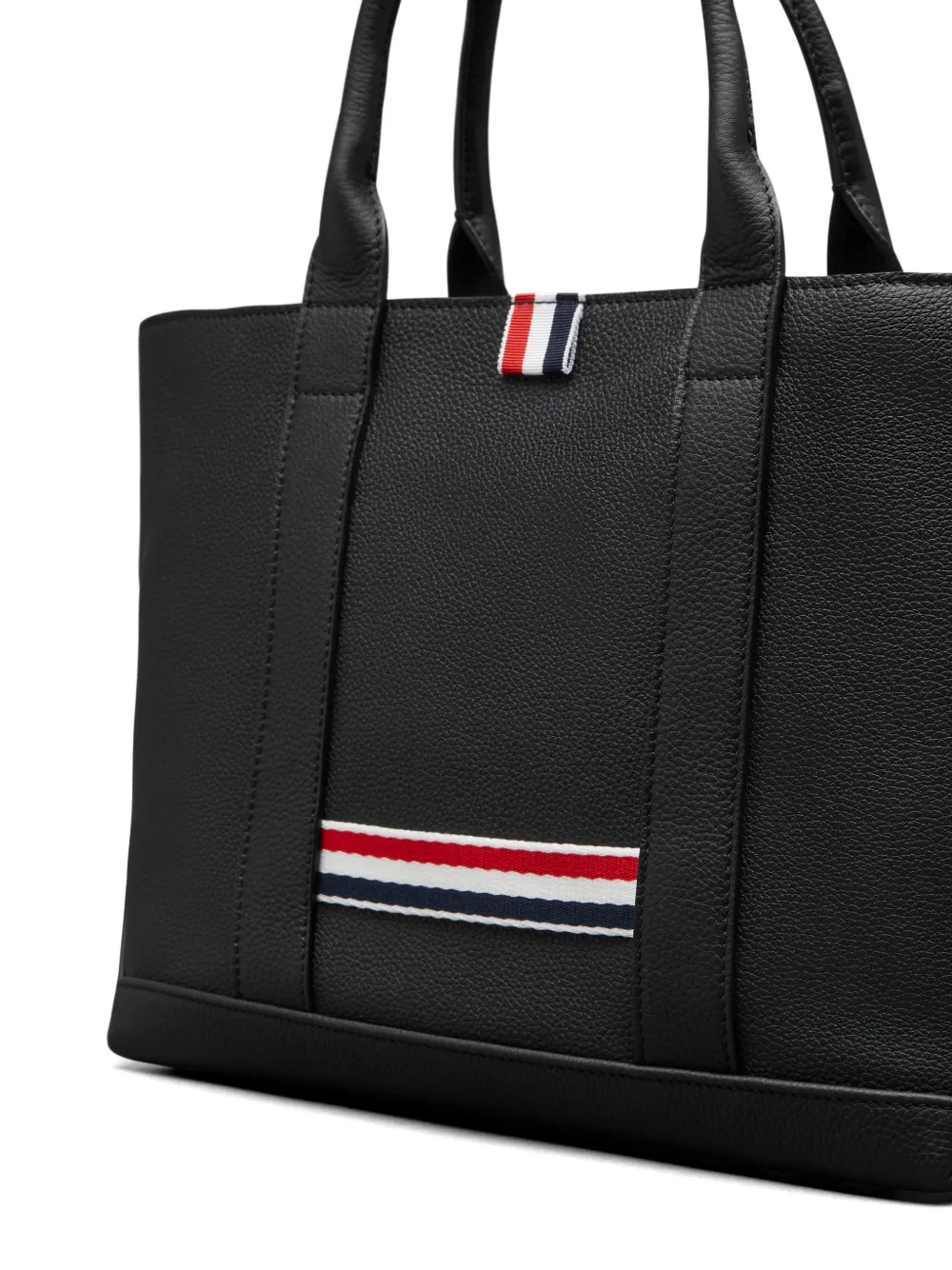 Thom Browne Kleine leren shopper met textuur Zwart