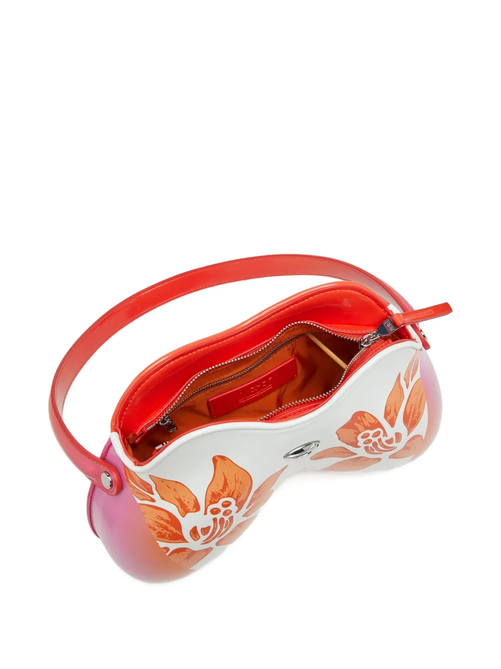 Diesel Double-d-glossy Shoulder Bag With Lotus Print In Multi