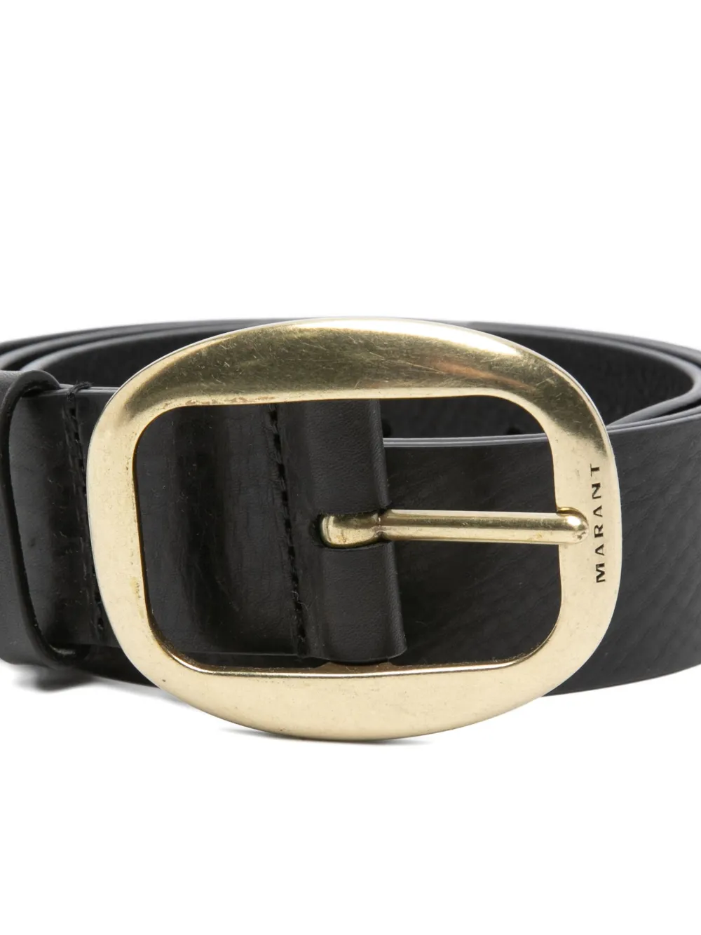 Isabel Marant Oval Buckle Leather Belt In Black
