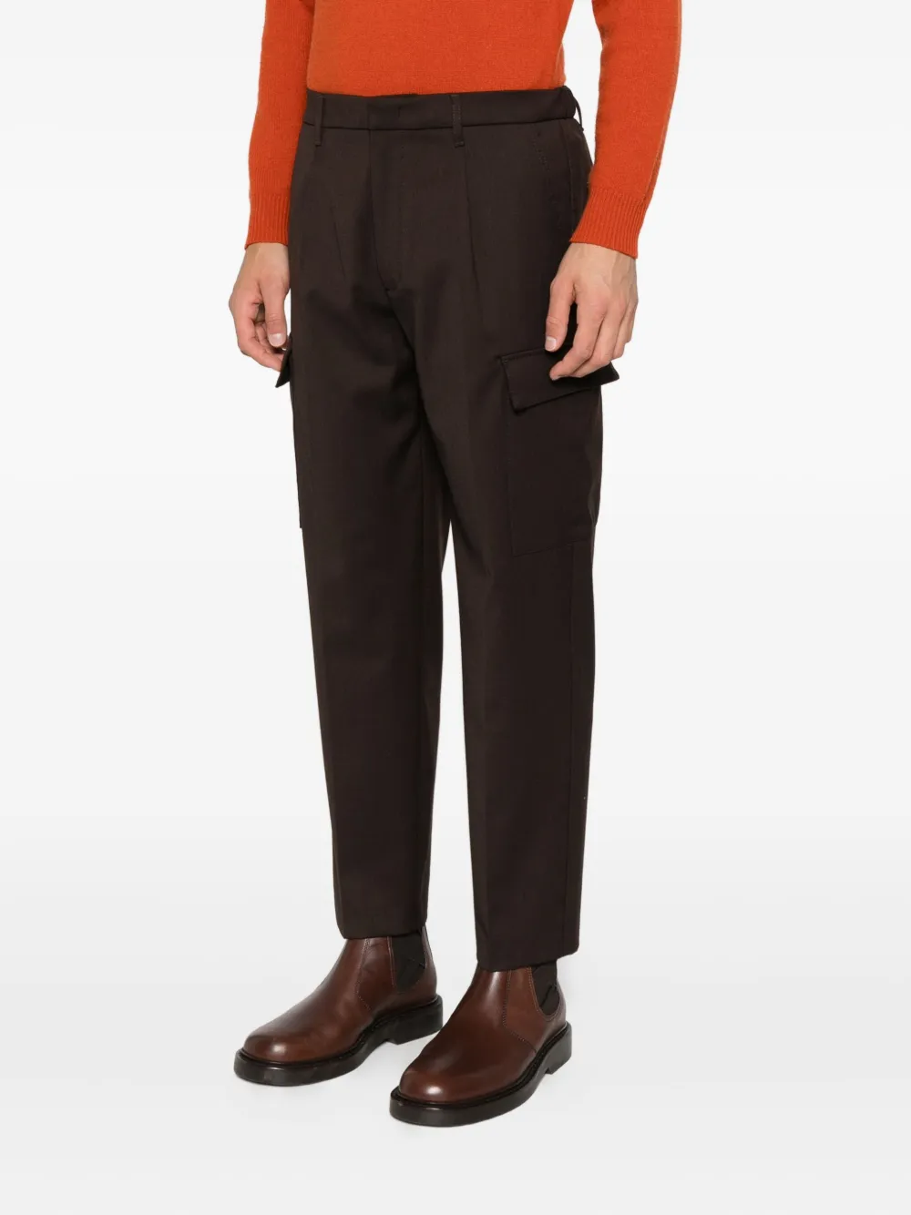 DONDUP Broek met cargo zak Bruin