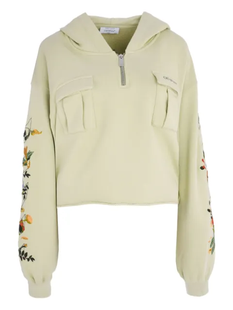 Off-White chest-pocket floral-embroidered hoodie