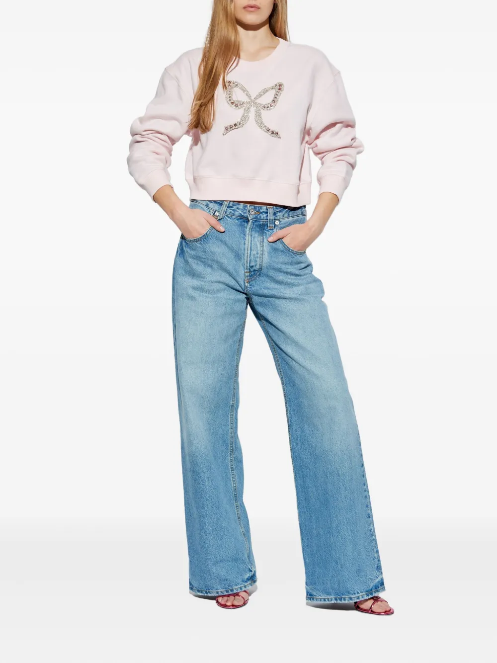Loveshackfancy Bow-embellished Sweatshirt In Pink