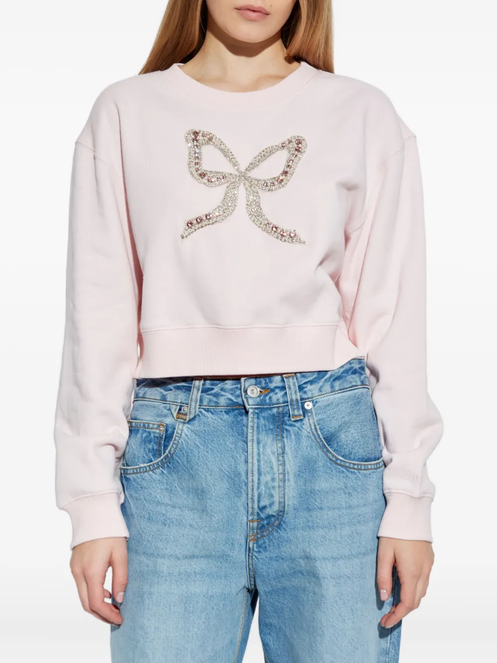 Loveshackfancy Bow-embellished Sweatshirt In Pink