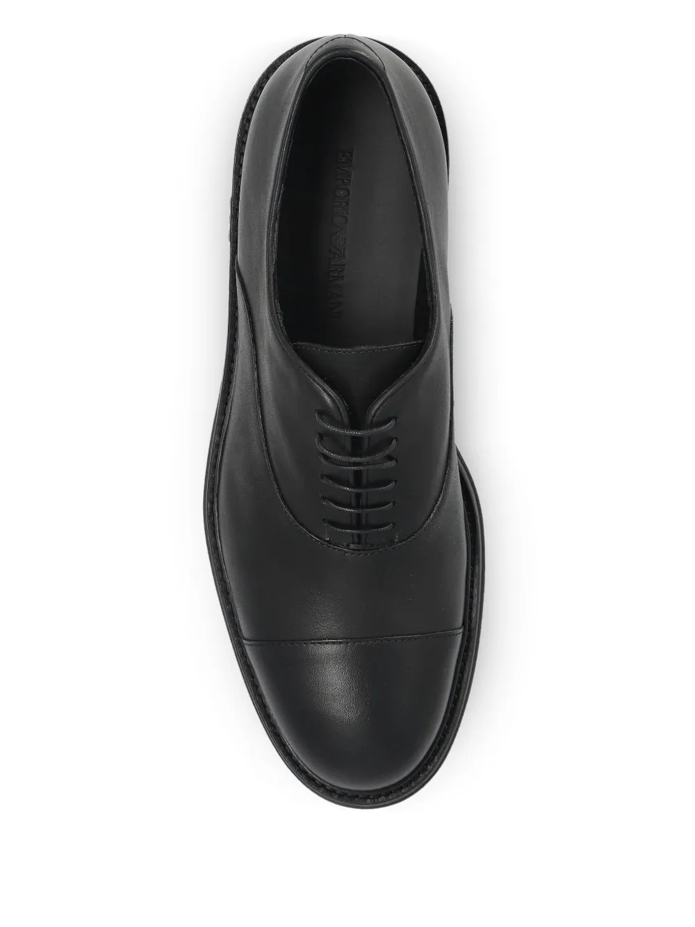 Emporio Armani Black Leather Cap-Toe Derby Shoes Emporio Armani Oxford Solid Dress Shoes for Men for sale | eBay main image 3