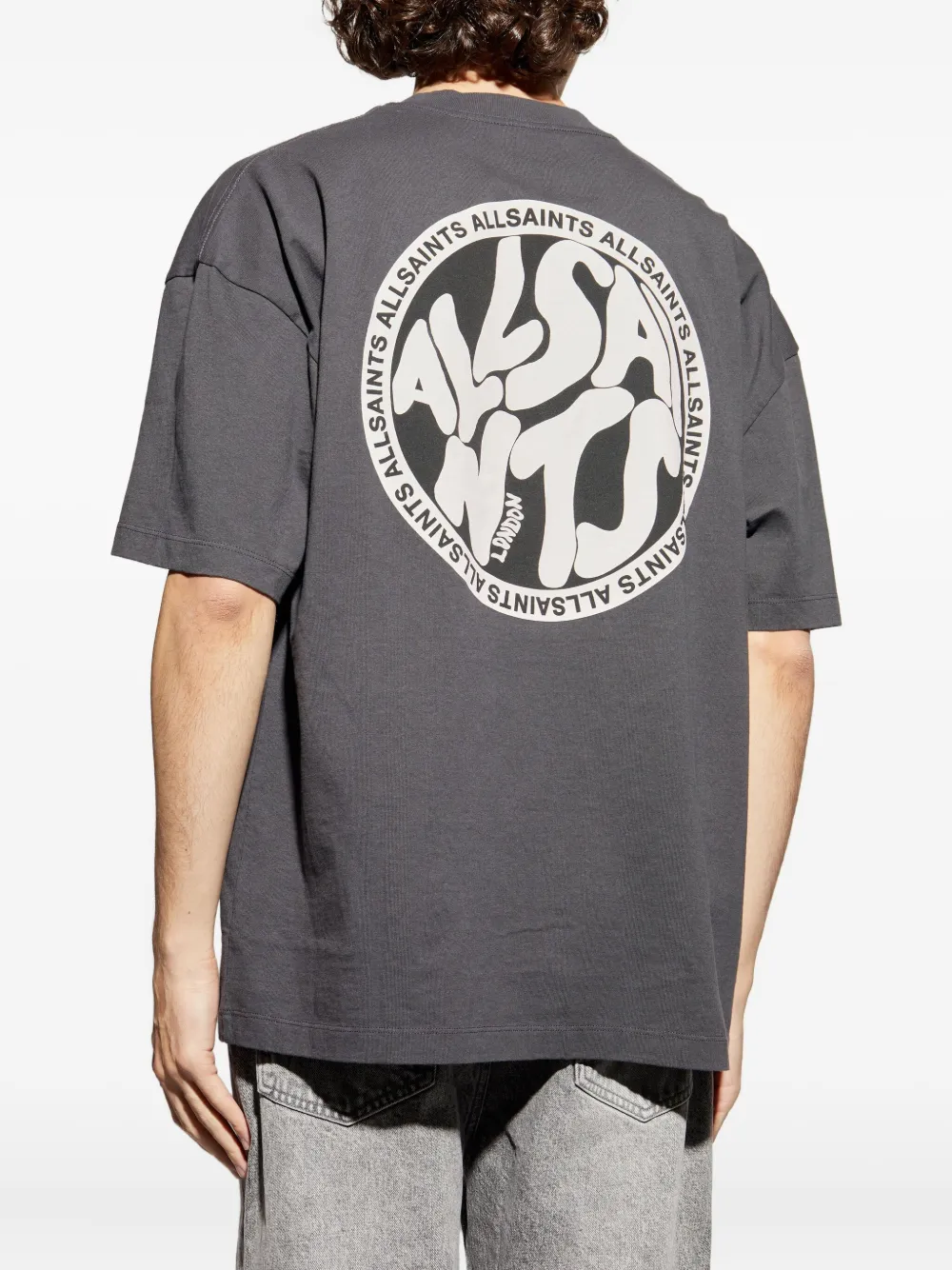 AllSaints T-shirt met logoprint Grijs