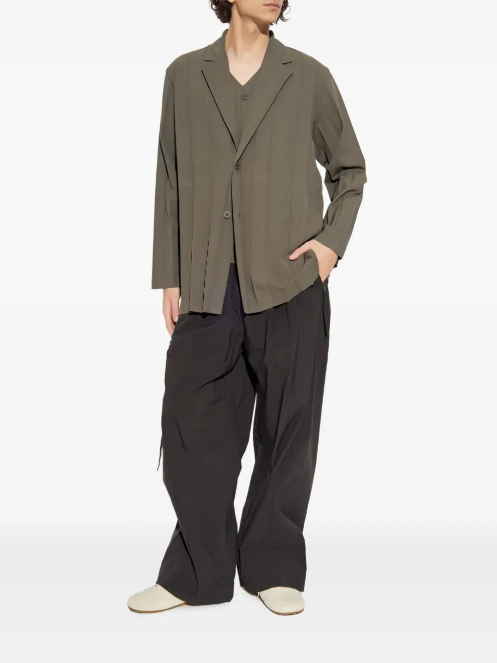 Homme Plissé Issey Miyake Broek met ritsdetail - Zwart