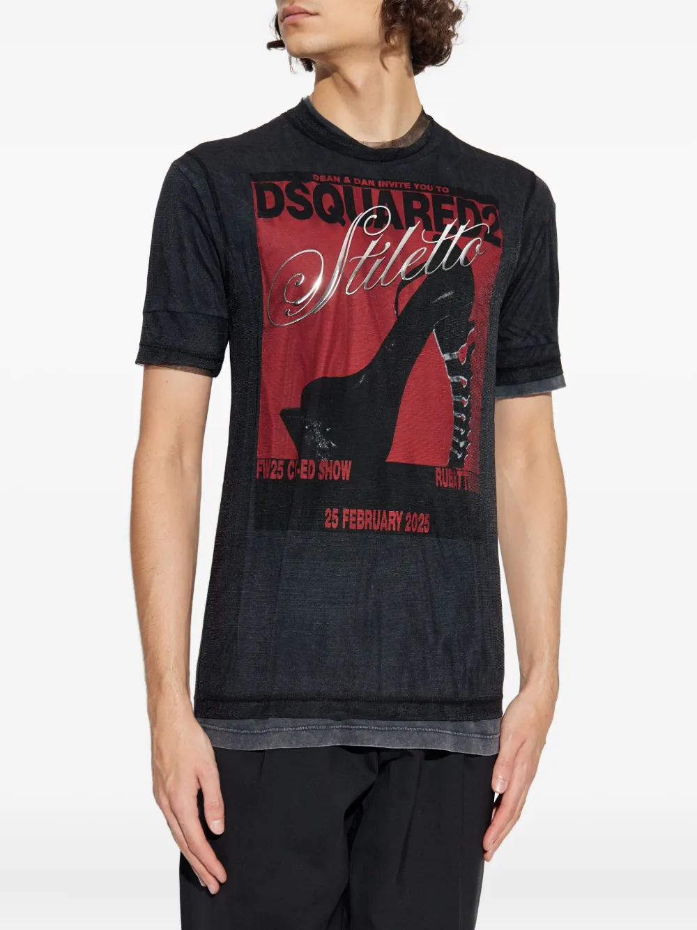 DSQUARED2 T-shirt met grafische print Grijs