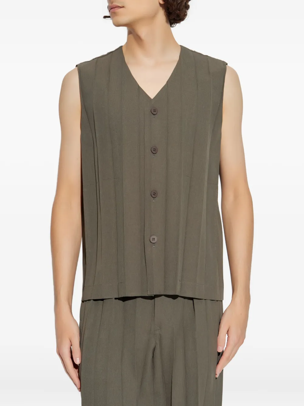 Homme Plissé Issey Miyake Top met knopen en plooien Groen