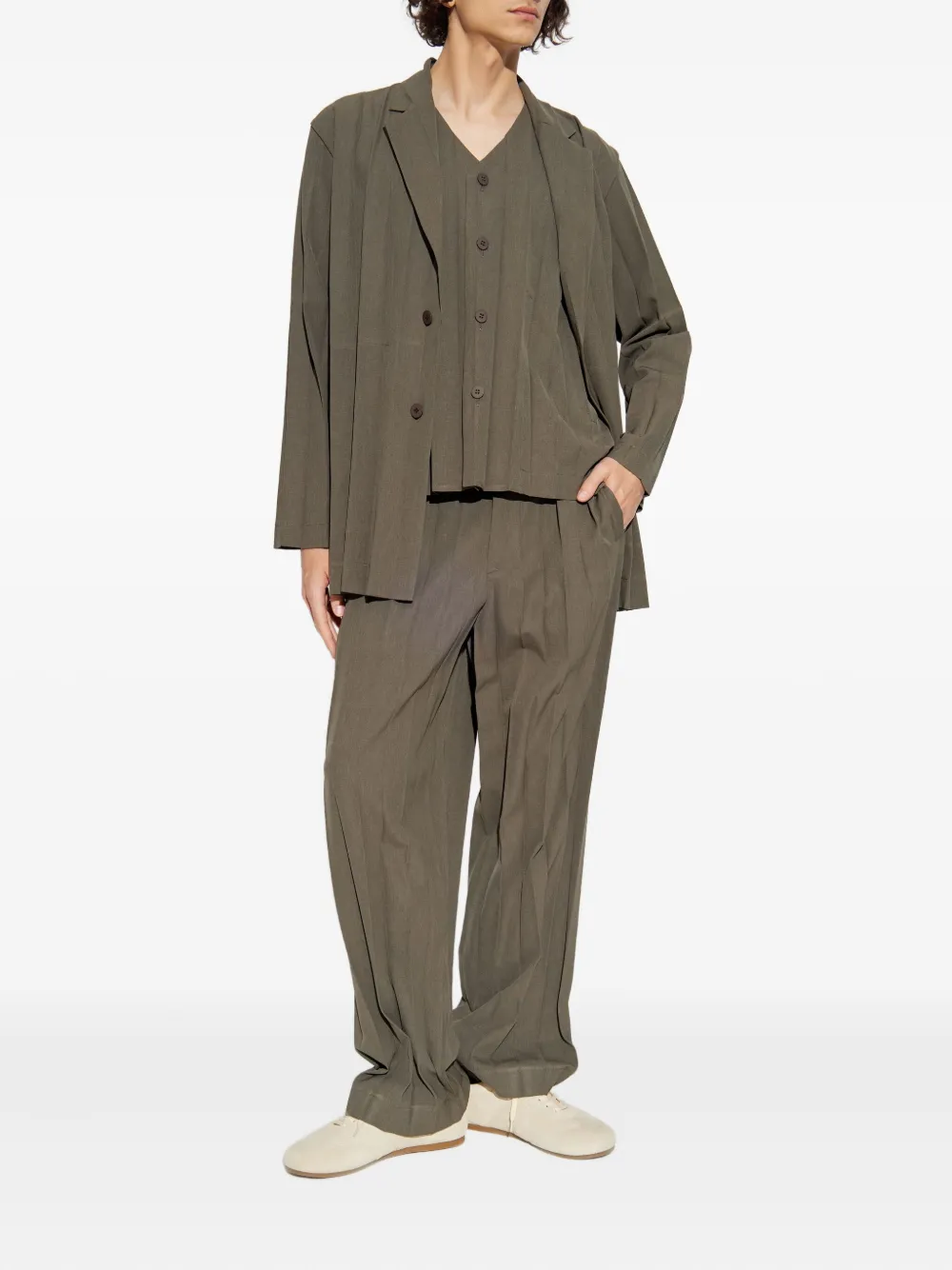 Homme Plissé Issey Miyake Top met knopen en plooien - Groen