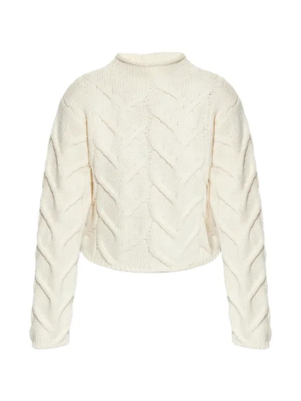 Frame Cable-knit Roll-neck Sweater in Neutrals