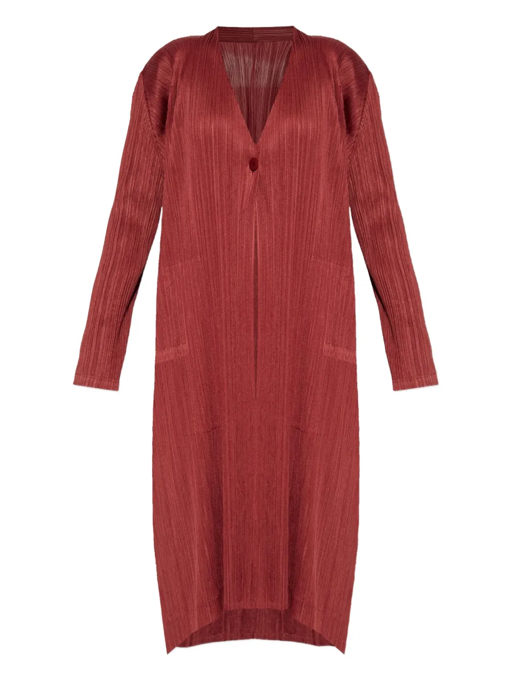Issey Miyake Monthly Colors: October Pleated-button Coat In Red