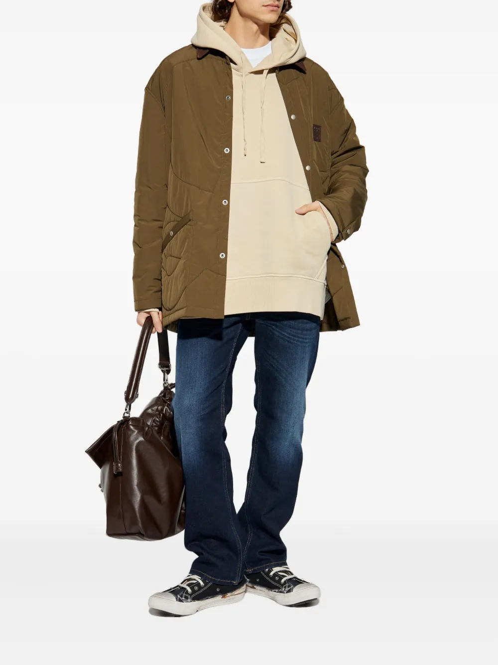 Diesel Hoodie met geborduurd logo Beige