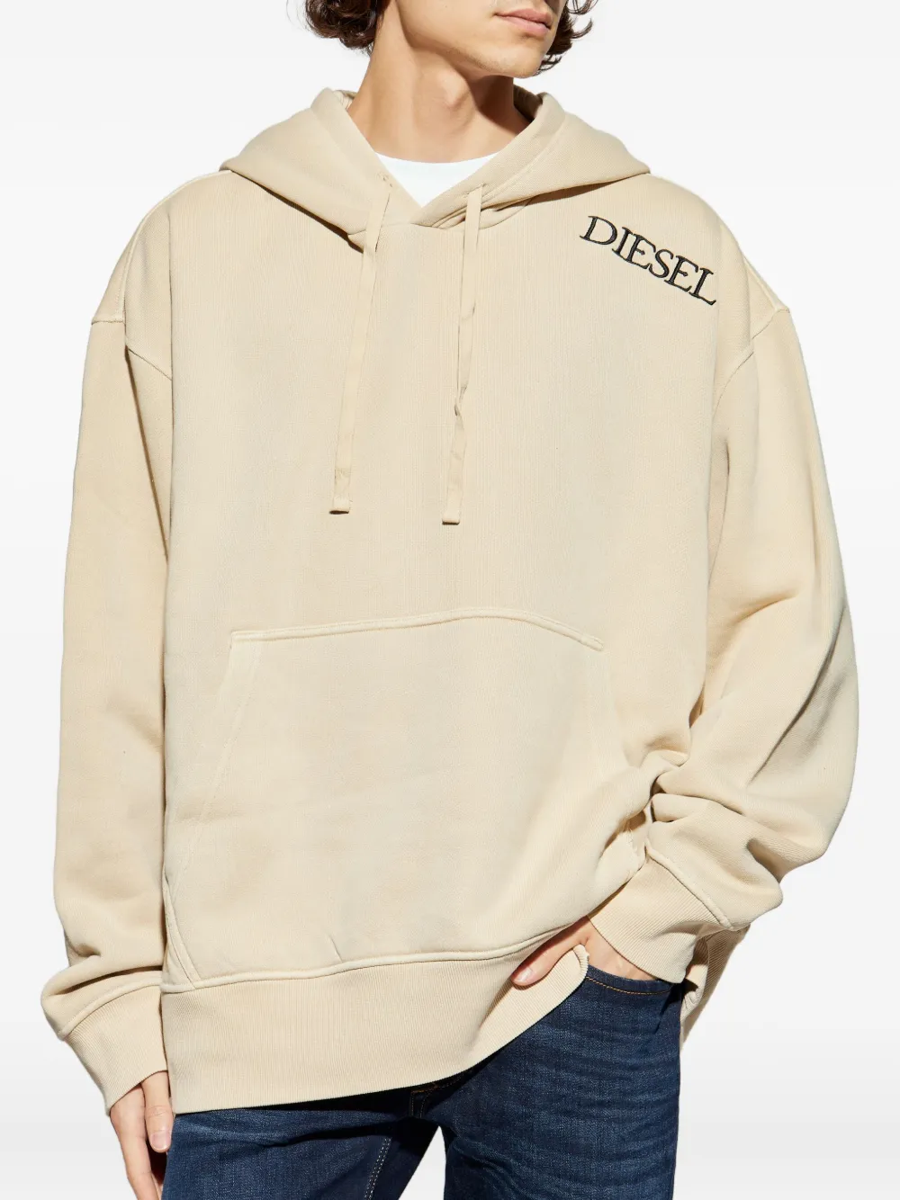 Diesel Hoodie met geborduurd logo Beige