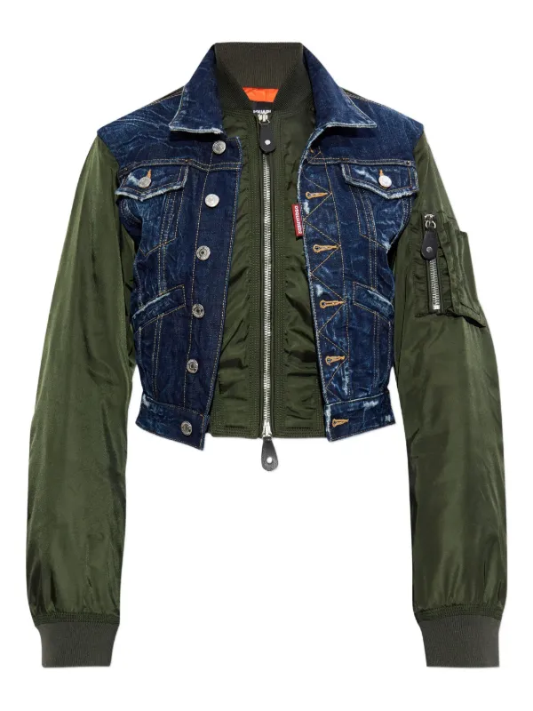 DSQUARED2 デニムパネル ボンバージャケット | グリーン | FARFETCH JP