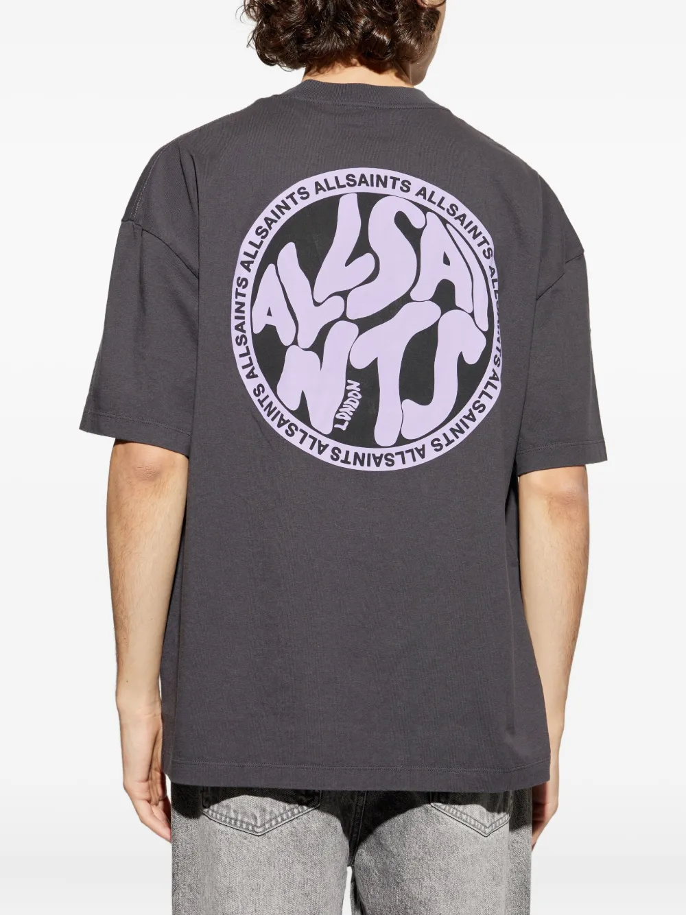 AllSaints T-shirt met logoprint Grijs