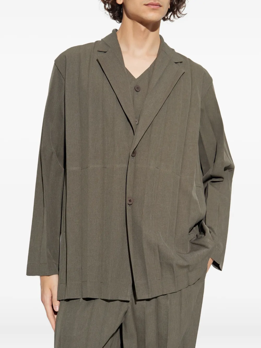 Homme Plissé Issey Miyake Blazer met knopen Bruin