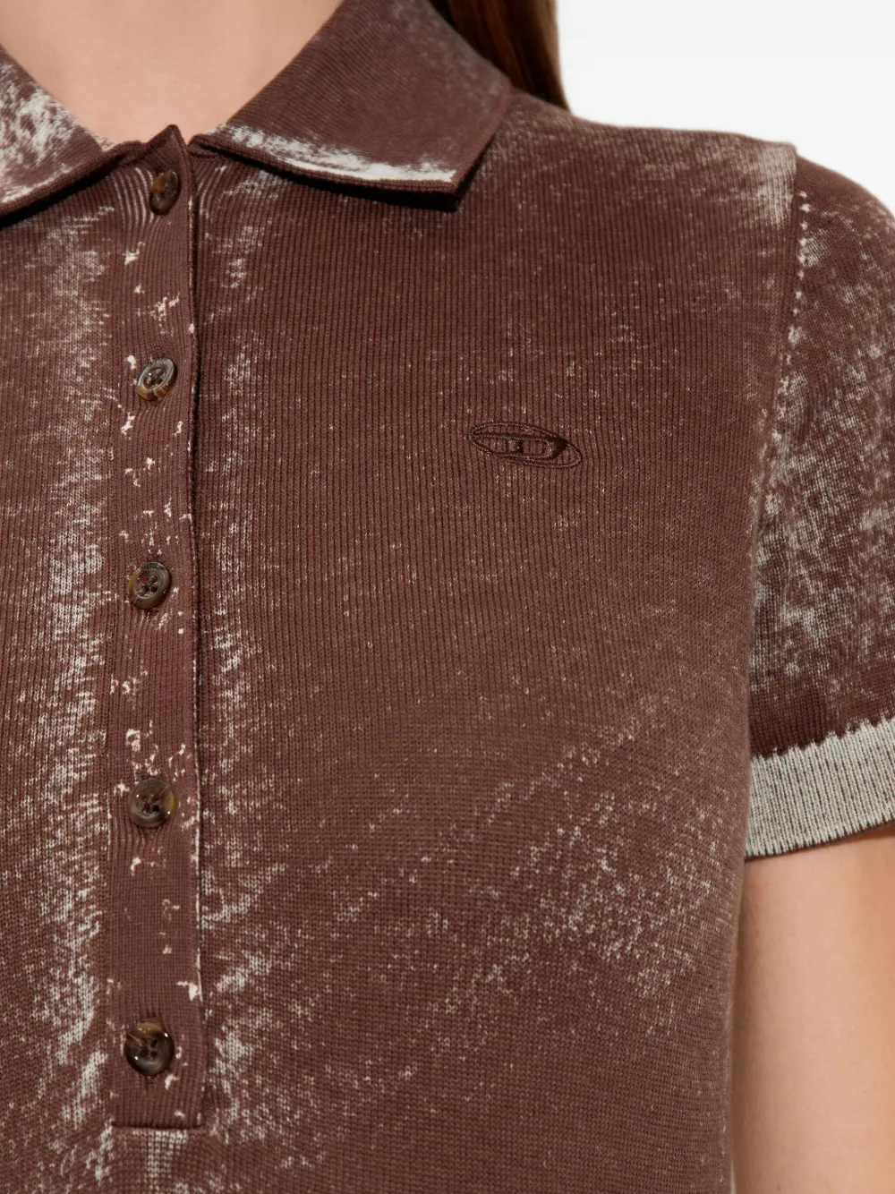 Diesel M-Lourens midi-jurk met halve knopen en polokraag Bruin