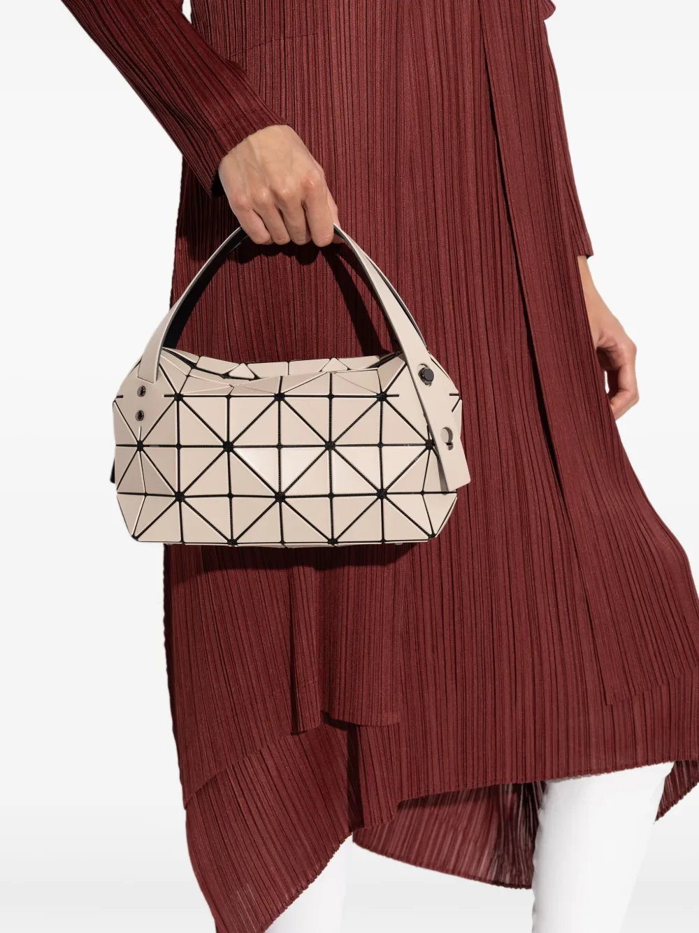 Bao Bao Issey Miyake Kleine Boston shopper met geometrisch patroon - Beige