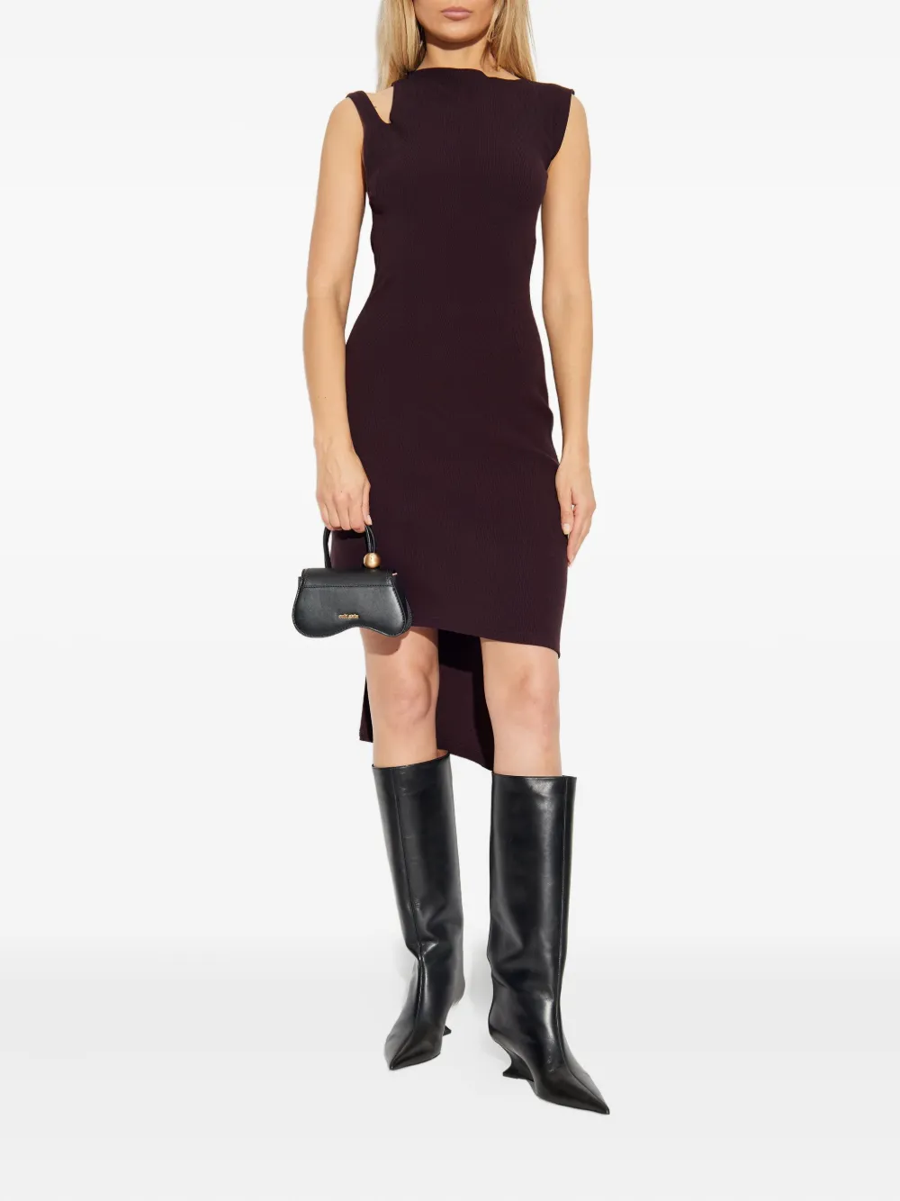 Courrèges Oblique cut-out asymmetric dress - Rood