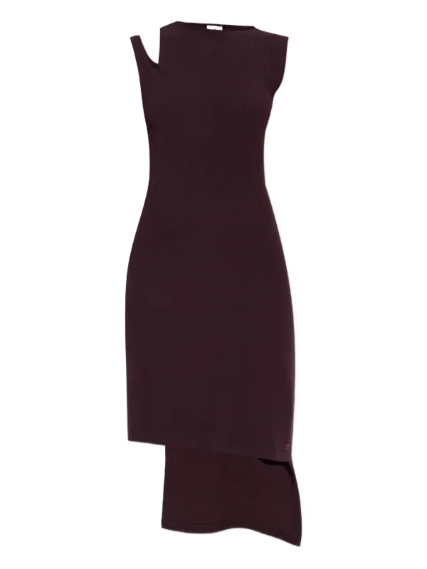 Courrèges Oblique Cut-out Asymmetric Dress in Red