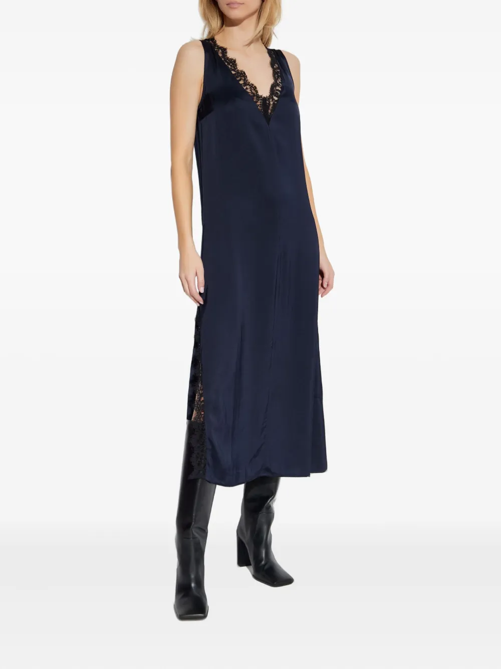 Officine Generale Mini-jurk met V-hals Blauw