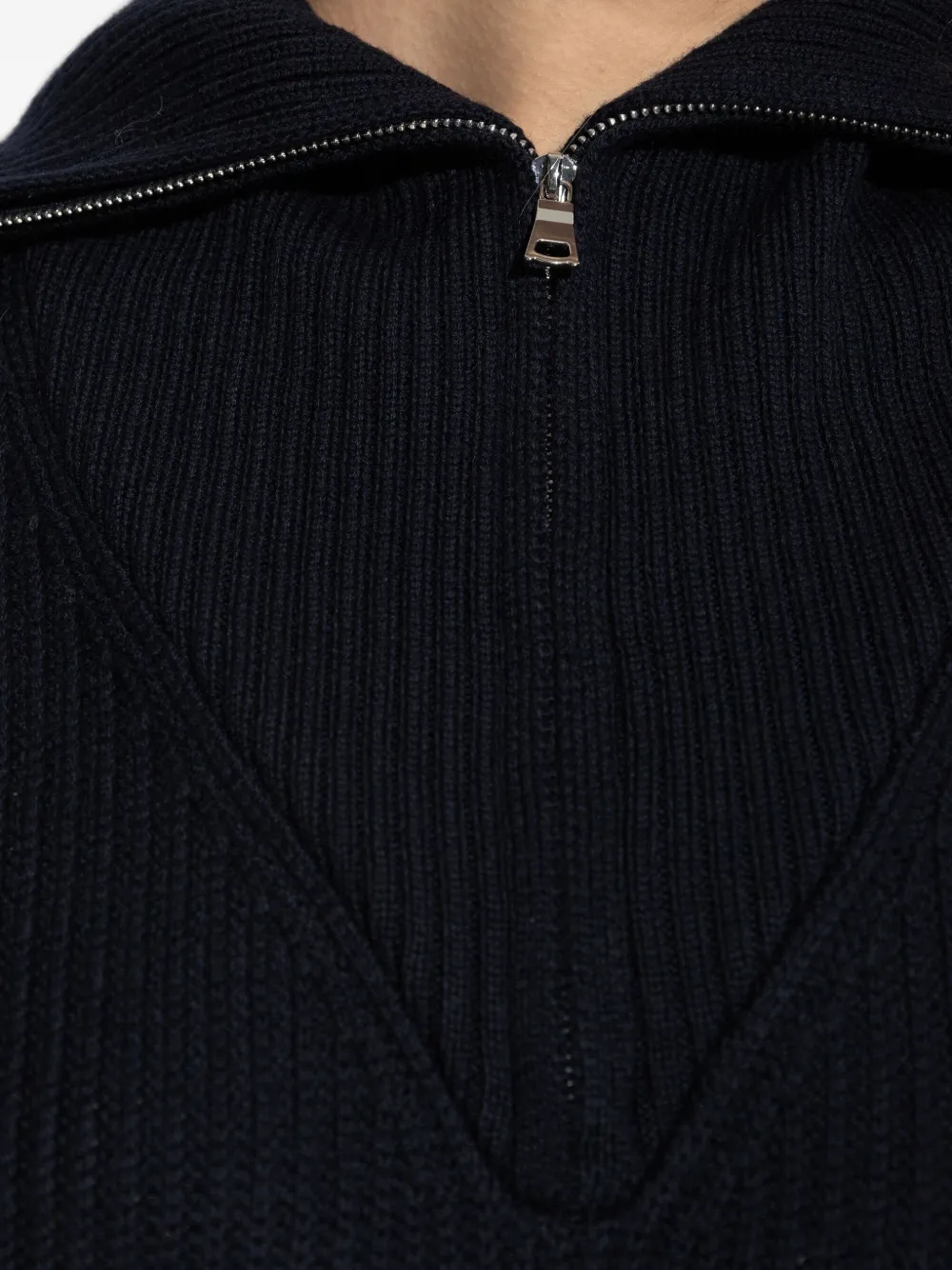 Officine Generale Zip-collar Sweater In Blue