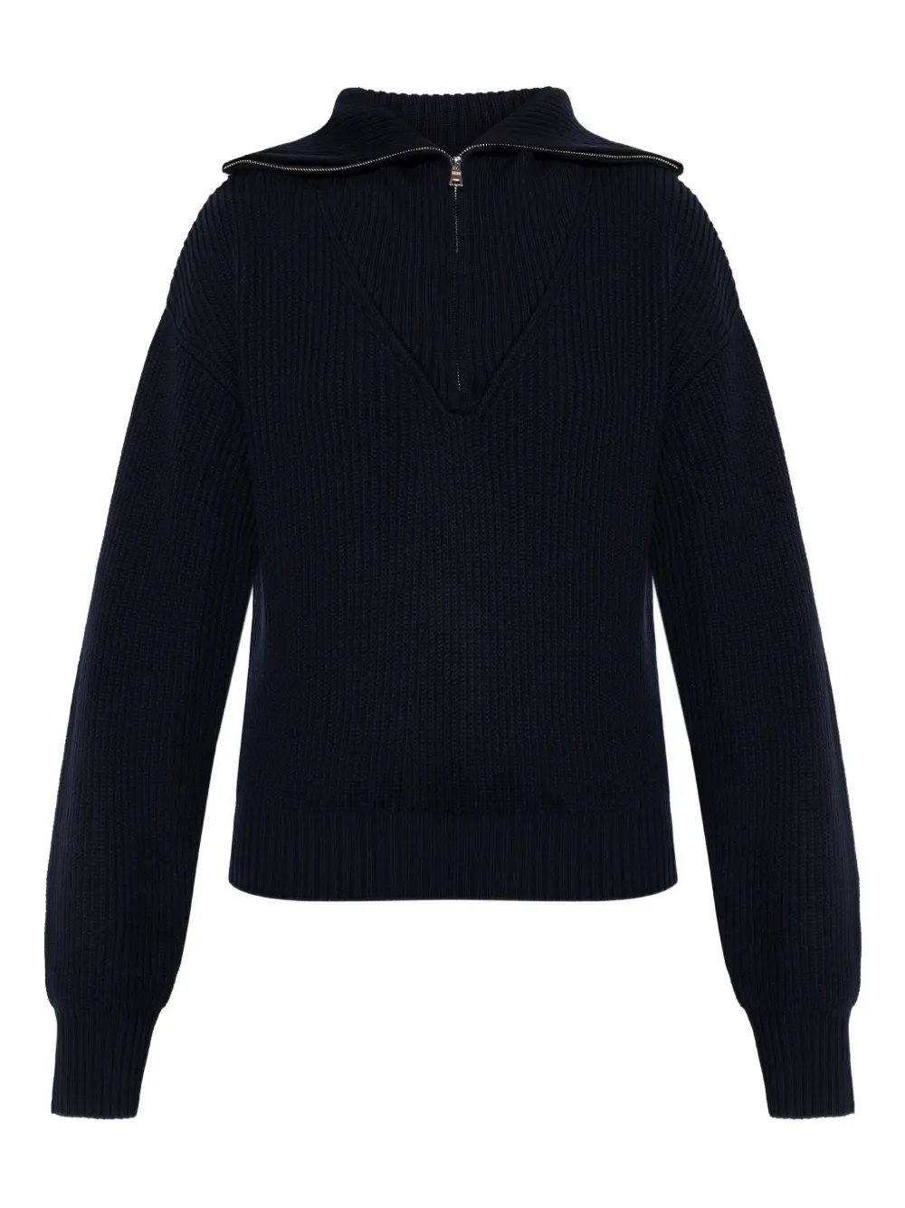 Officine Generale Zip-collar Sweater In Blue