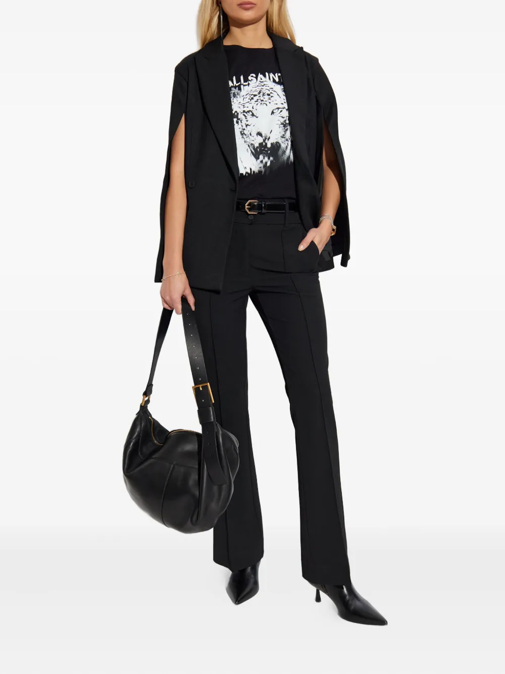 AllSaints Astra broek met knopen - Zwart